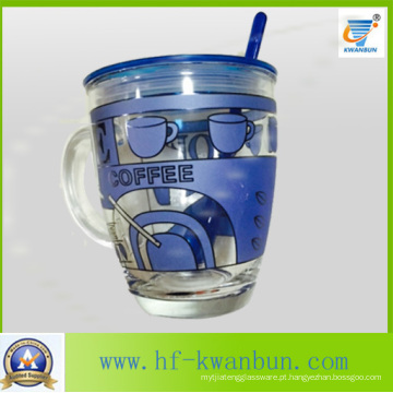 Caneca de vidro do copo com tampa com decalque Caneca Kb-Hn0735